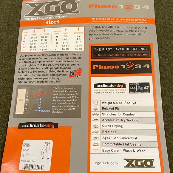 NEW Black-XGO Phase 2 Mid-Weight Waffle Thermal Pants, Men’s Medium 32-34” Waist - Picture 9 of 9